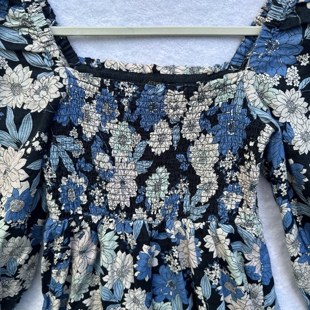 J. Crew Blue and White Floral Long Sleeve Dress size SP - Picture 8 of 15